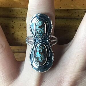Royston Blue Horizon Turquoise Sterling Silver Horseshoe Ring Size 7